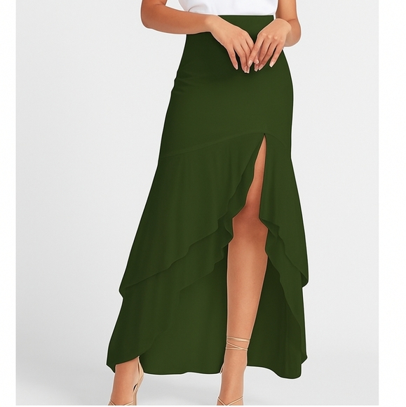 Express Ruffle High Low Maxi Skirt - Picture 1 of 12